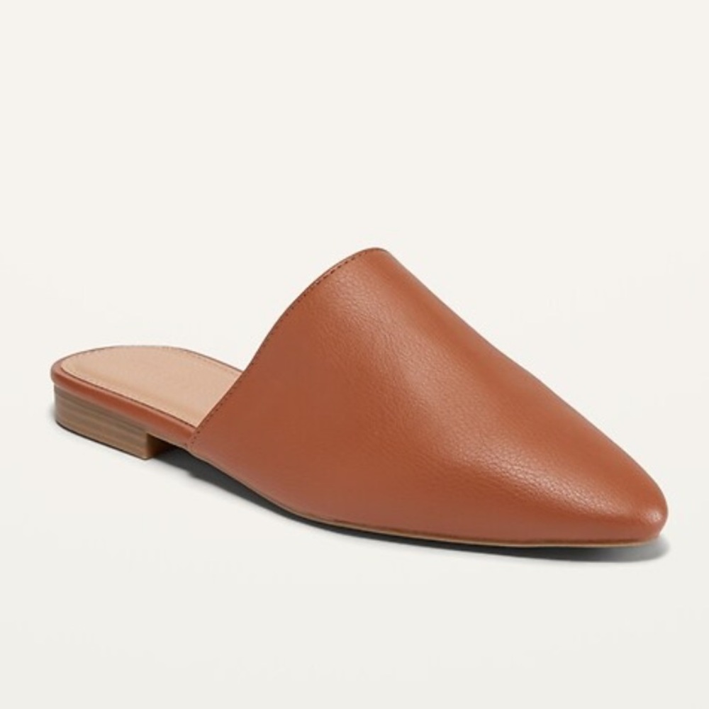 NWT Old Navy Faux Leather Mule Almond Toe Flats